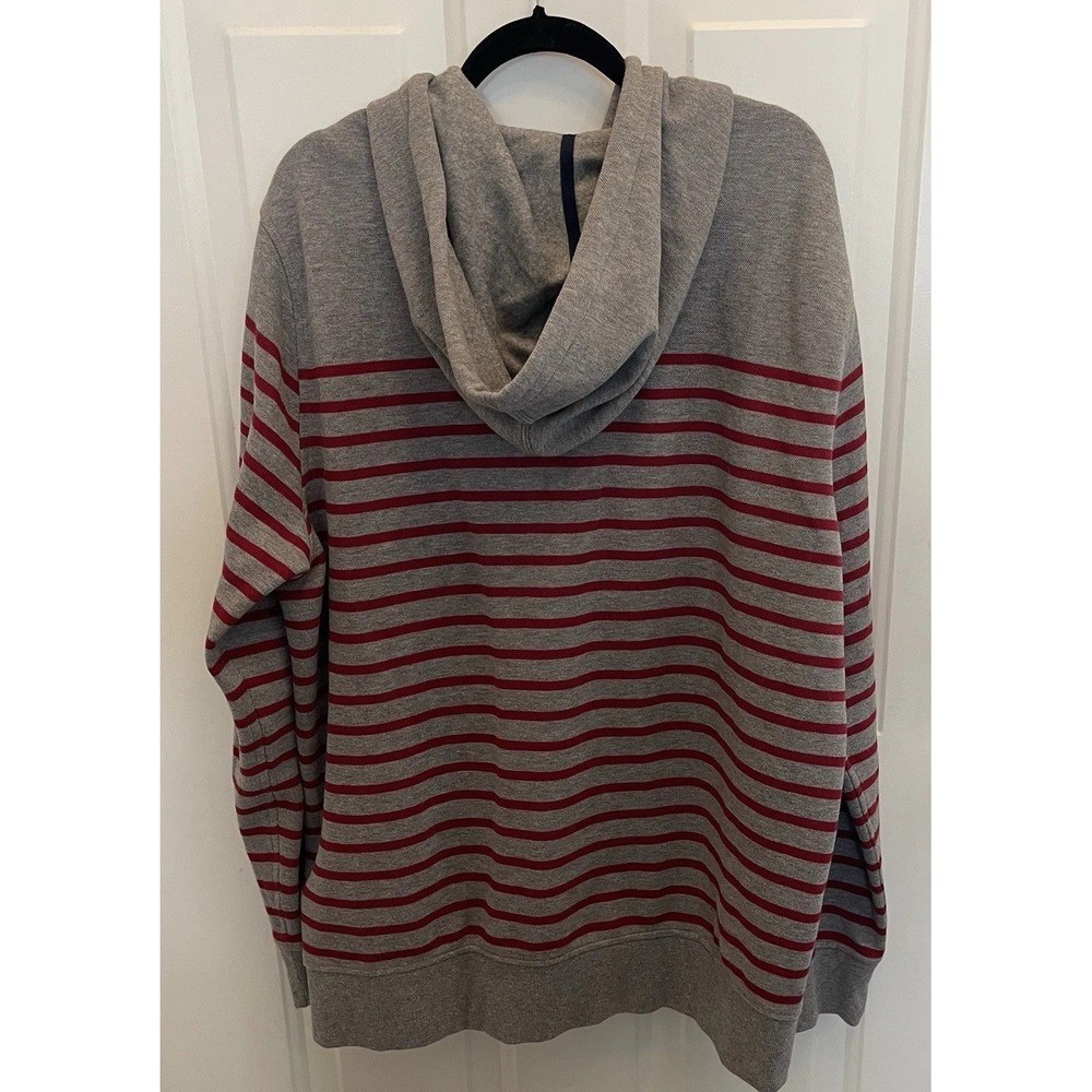 Brooks Brothers Grey Red Mariner Stripe Full Zip Hoodie Jacket Mens XXL - Picture 6 of 8